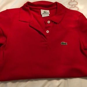 ladies red lacoste shirt